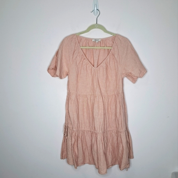 Madewell linen blend lorelei mini dress pink medium NWOT - Picture 5 of 10